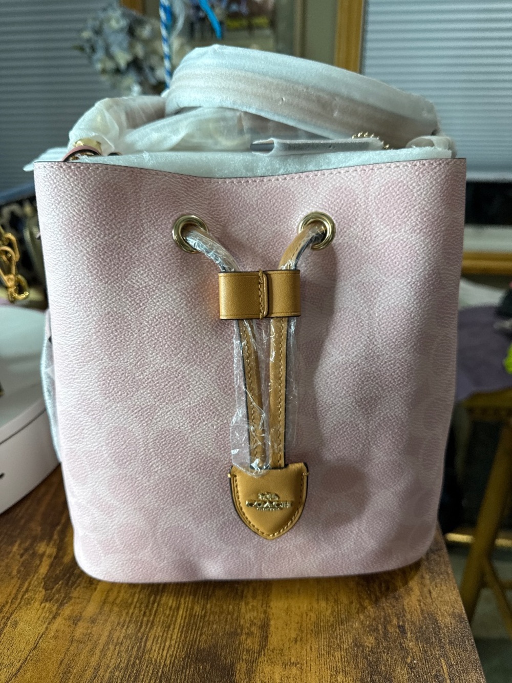 NWT Coach Pink Rowan Bucket Bag
